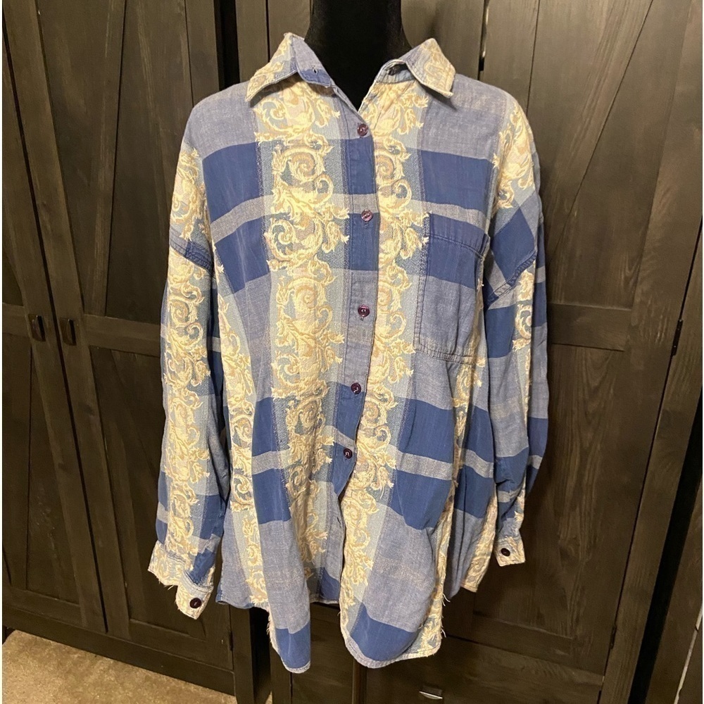 Sage Blue Denim Long Sleeve Button Up Size 14/16